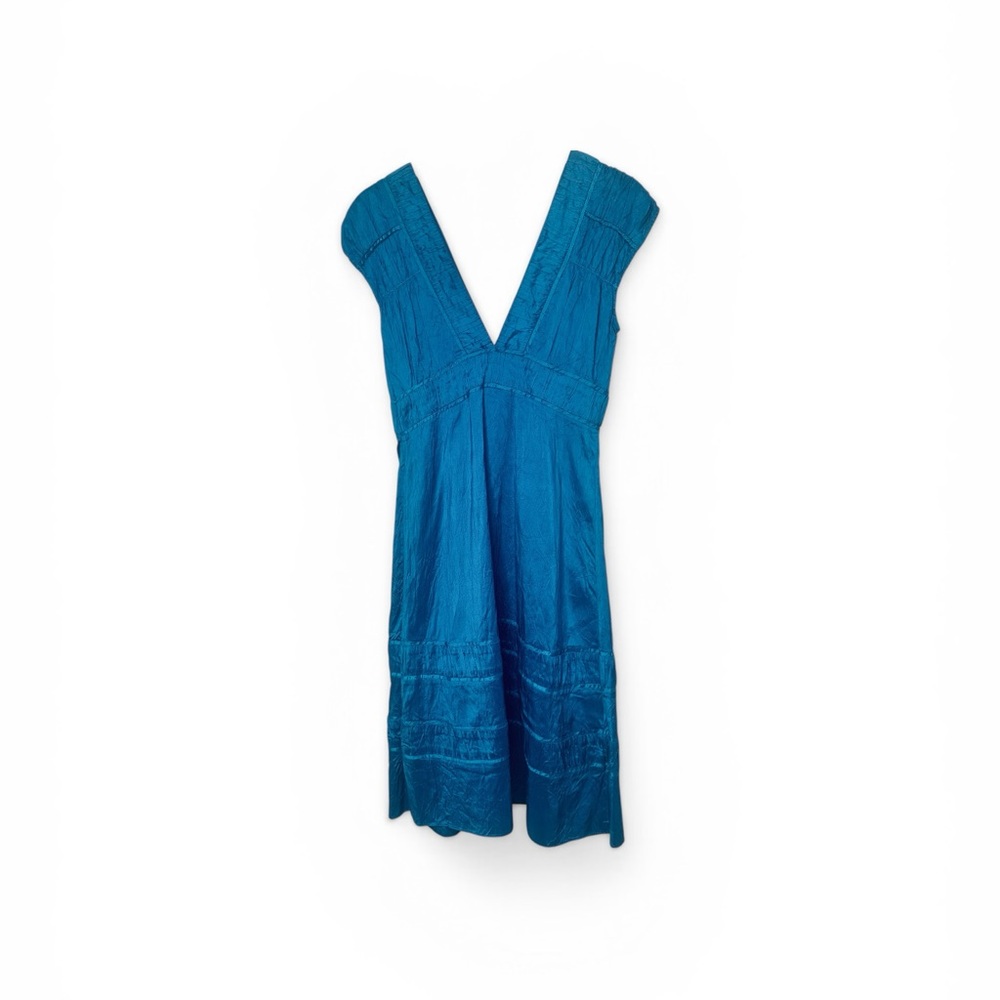 Silk Deep V-Neck Teal Sleeveless Dress Size 10 NWT.